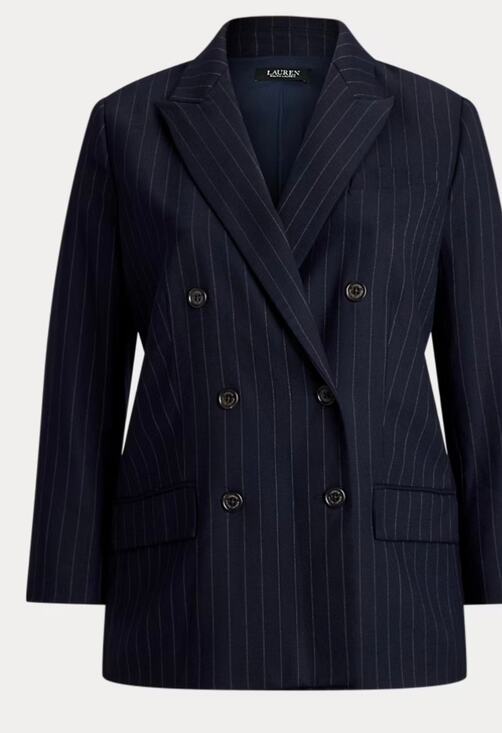 Lauren Ralph Lauren Jackets & Blazers - Lauren Ralph Lauren Ryen Navy Pinstripe Double-Breasted Blazer size 14 (NEW)